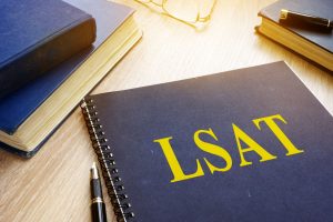 LSAT booklet on a table top